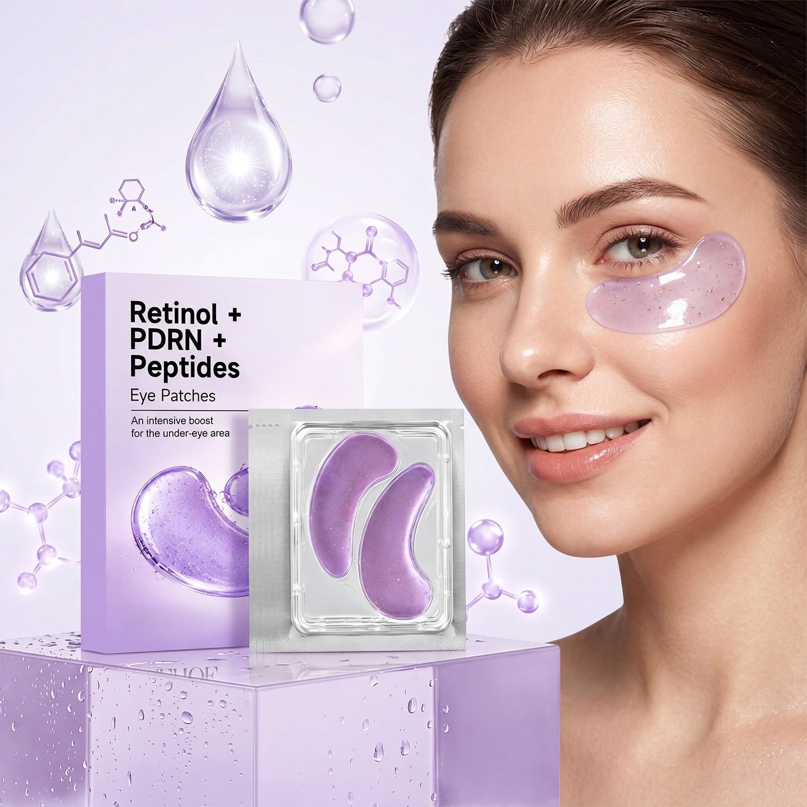 Collagen Peptide Eye Parches, Anti Wrinkle & Smile Line Parches for Face, Under Eye Mask for Fine Lines & Eye Bags Skin Care (5 Count)