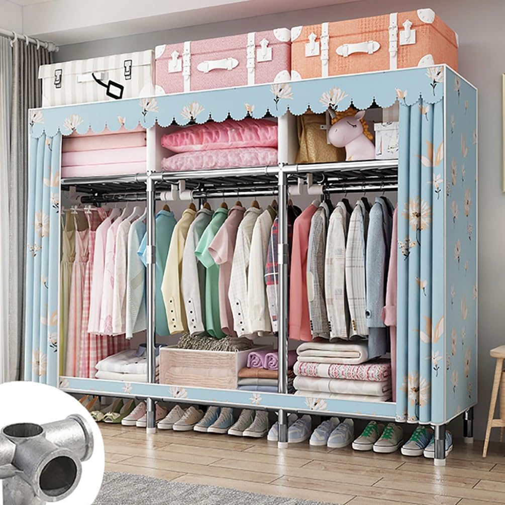 Wardrobe, Portable Wardrobe for The Bedroom, Clothes Rails with Nonwoven Cover,Clothes Hanging Closet,Wardrobe for The Home, Fabric Wardrobe 168 * 175 * 46CM