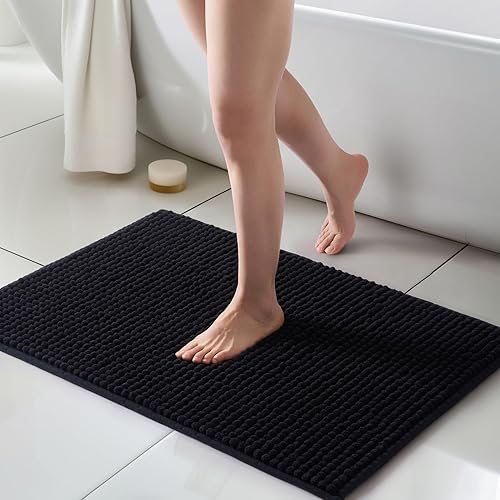 Miniatura 11 de FRESHMINT Alfombra de baño de felpilla Chunky Ombre 17"x24", pequeñas alfombras de baño suaves y absorbentes al agua para el piso del baño, gruesas
