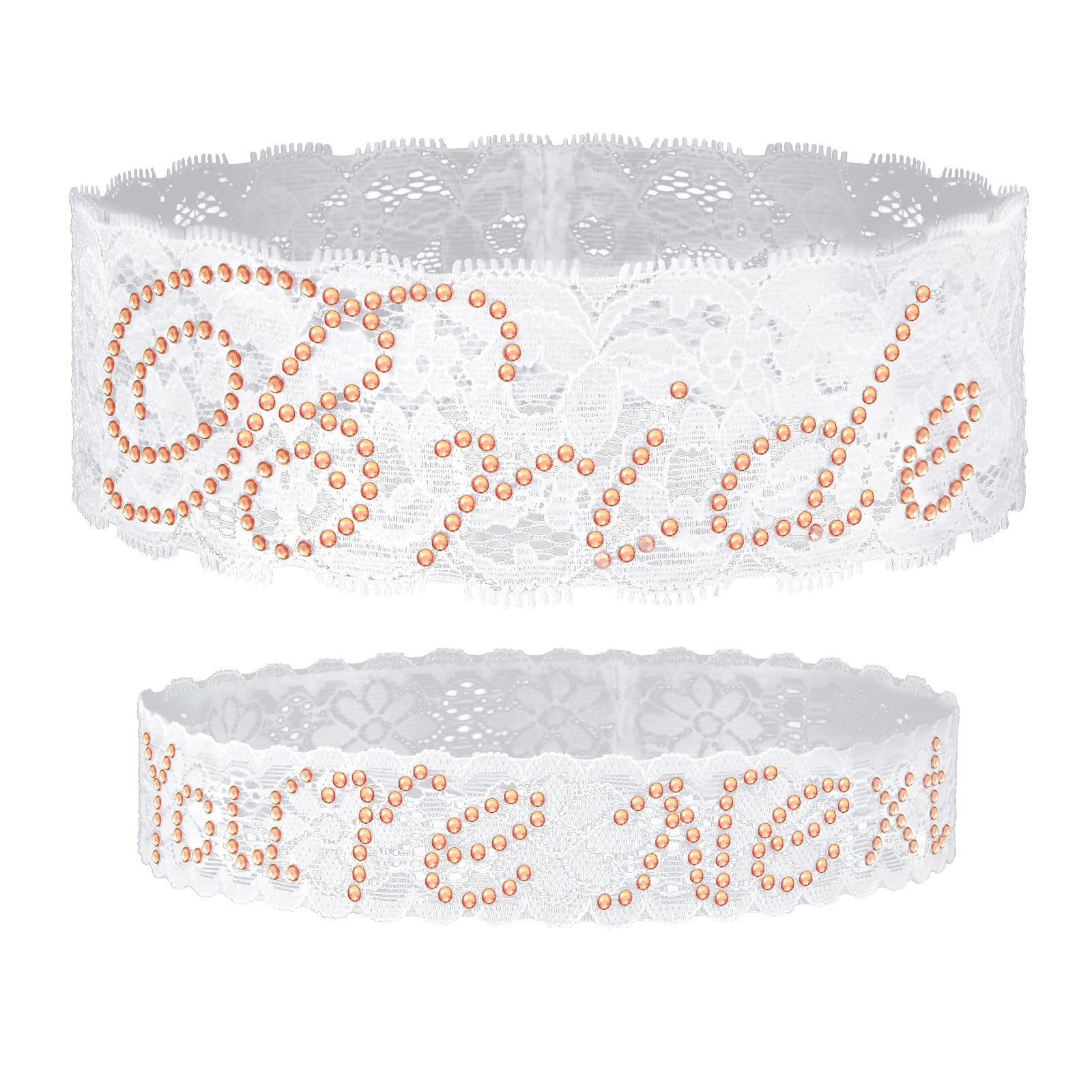 2 pcs Wedding Lace Garter for Bride Rhinestone Bridal Garter Belt for Leg Dress Robe