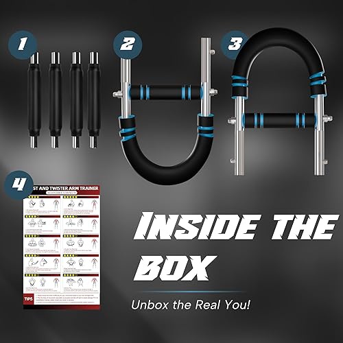 Miniatura 6 de Twister - Entrenador de brazo para hombres y mujeres, equipo de entrenamiento ajustable de pecho de 30 a 120 libras, con 4 resortes y póster de