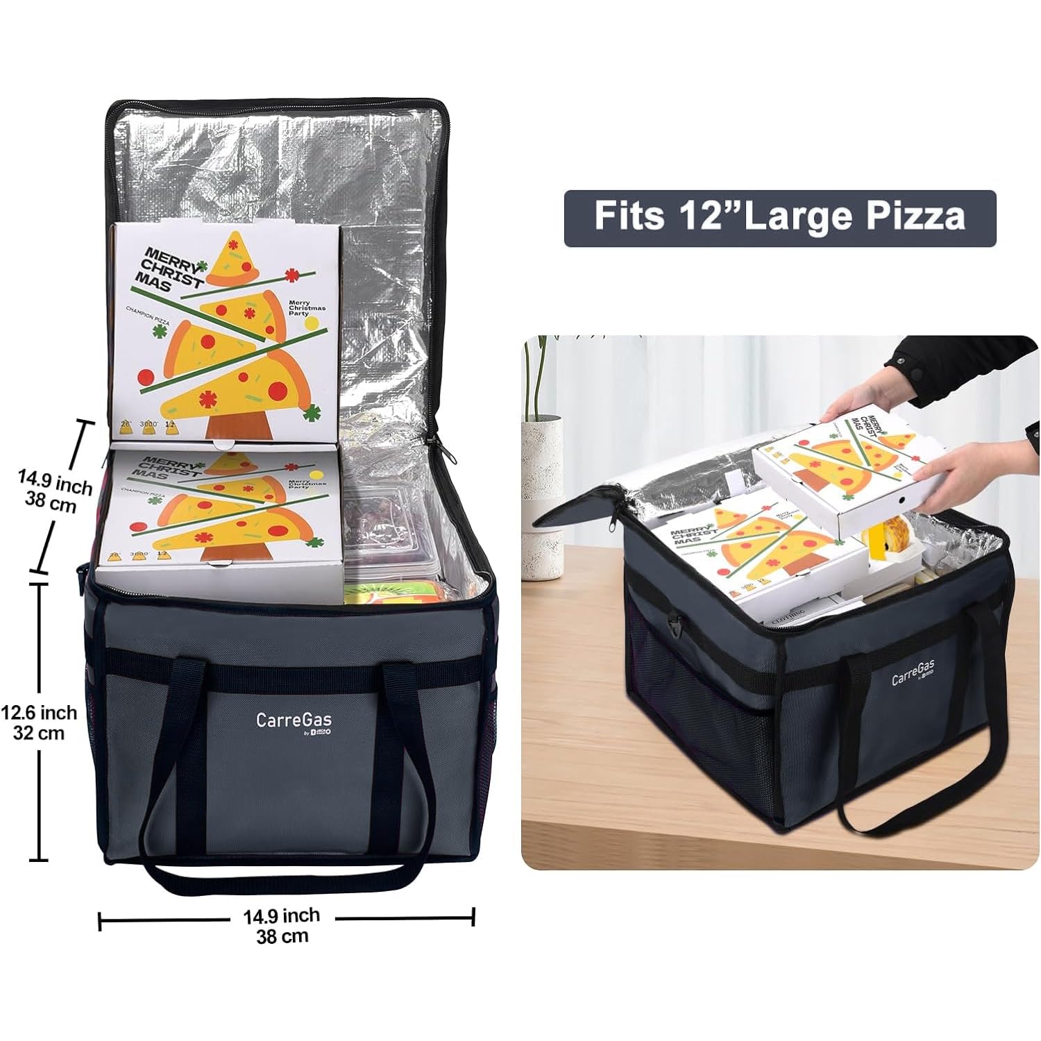 Borsa termica per la consegna di cibi caldi, di alta qualità, grande, 53 x 30 x 28 cm, per cibi freddi e caldi, pizze, ristoranti, Uber Eats, borsa per la consegna di picnic, borsa della
