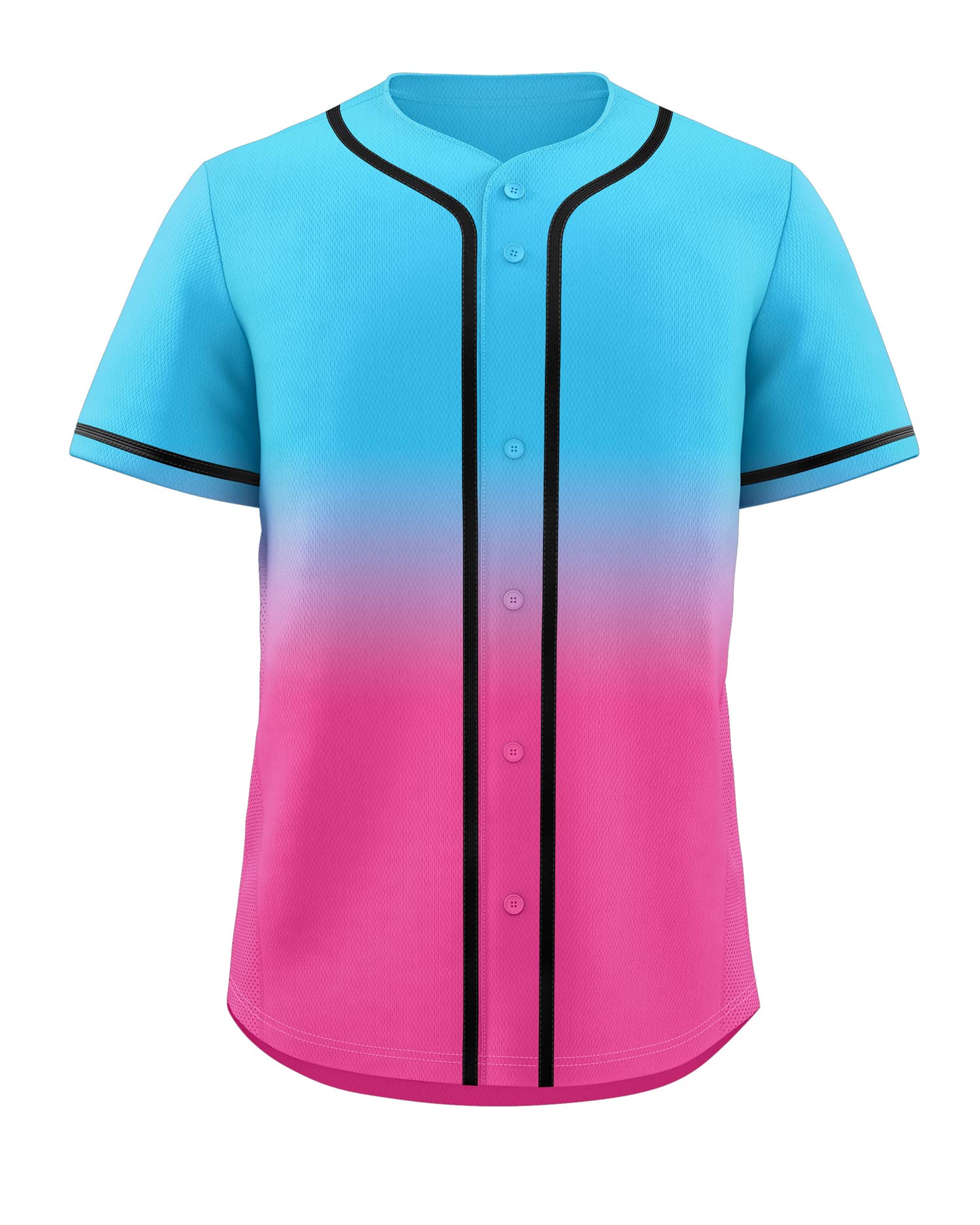 KXKPlain Men Gradient Baseball Jersey Button Down Shirts Short Sleeve Fashion Hip Hop Sports Uniform