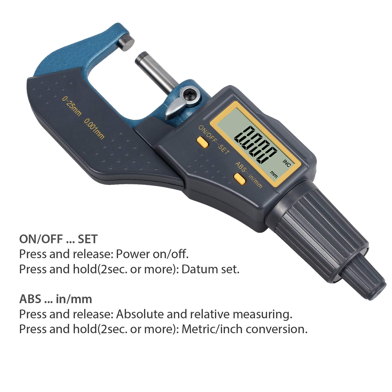 Proster Digital Outside Micrometer 0-1" Electronic Micrometer Inch/Metric Diameter Caliper 2