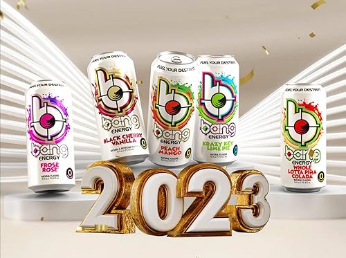 Miniatura 9 de Bang Energy Paquetes variados de 3 sabores, 12 latas (cereza negra, vainilla, melocotón, mango, piña, coloda)