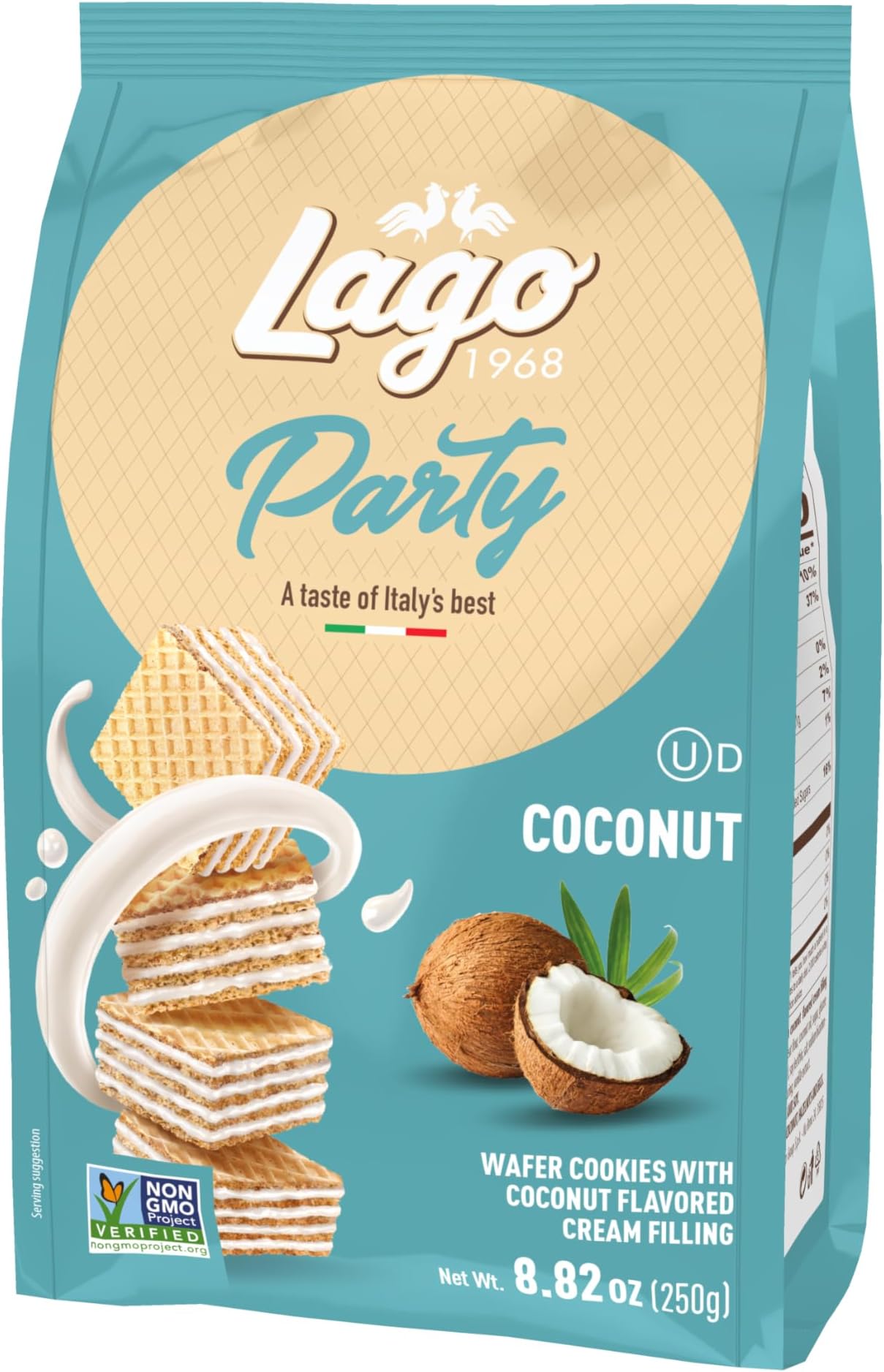 Gastone Lago Elledi Party Wafers Coconut, 8.8 Ounce