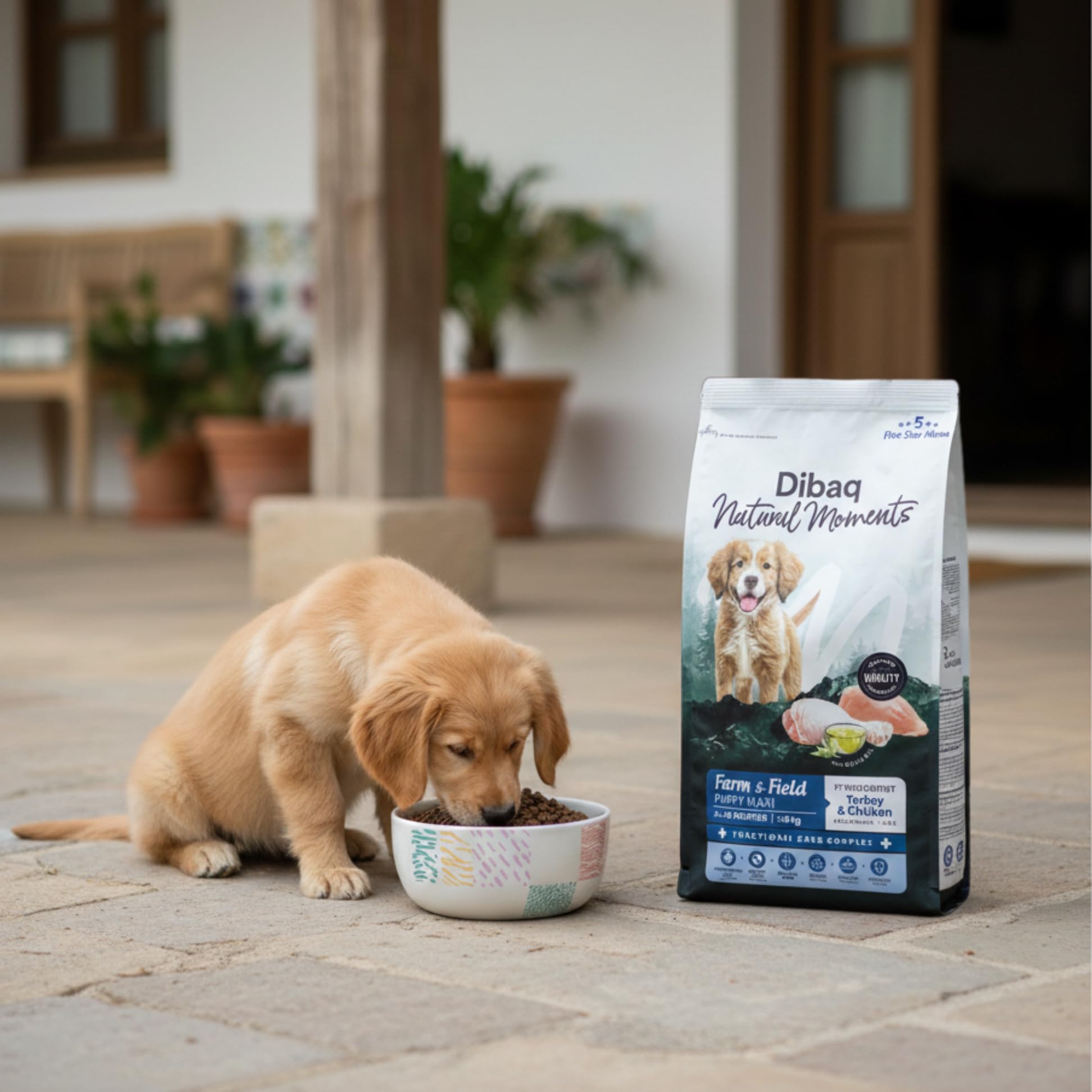 Dibaq Natural Moments 5 Star Pavo y Pollo Cachorro Razas Grandes, 12 kg