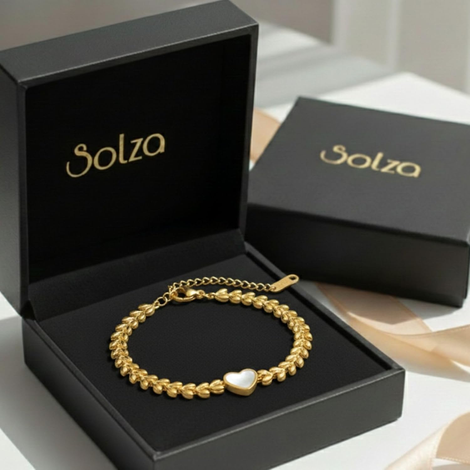 Solza Gold Bracelet for Women – Stainless Steel Heart Link Chain Jewelry, Adjustable Non-Tarnish Gold-Plated Bracelet, Stylish Stackable Bracelet for Everyday & Special Occasions - Image 6