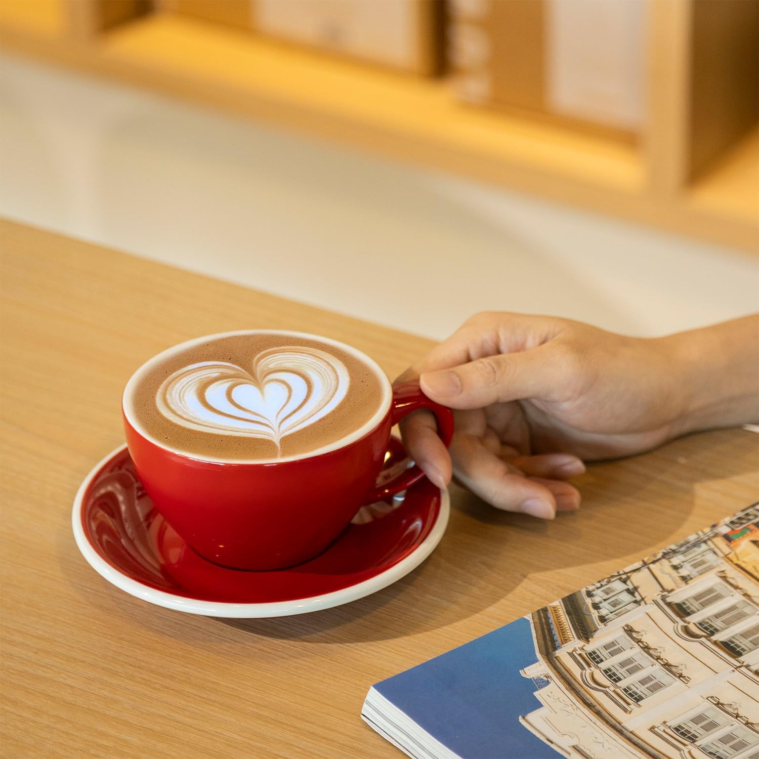 Loveramics 2 Set x 10 oz Latte Art Cup and Saucer (Red + Teal)