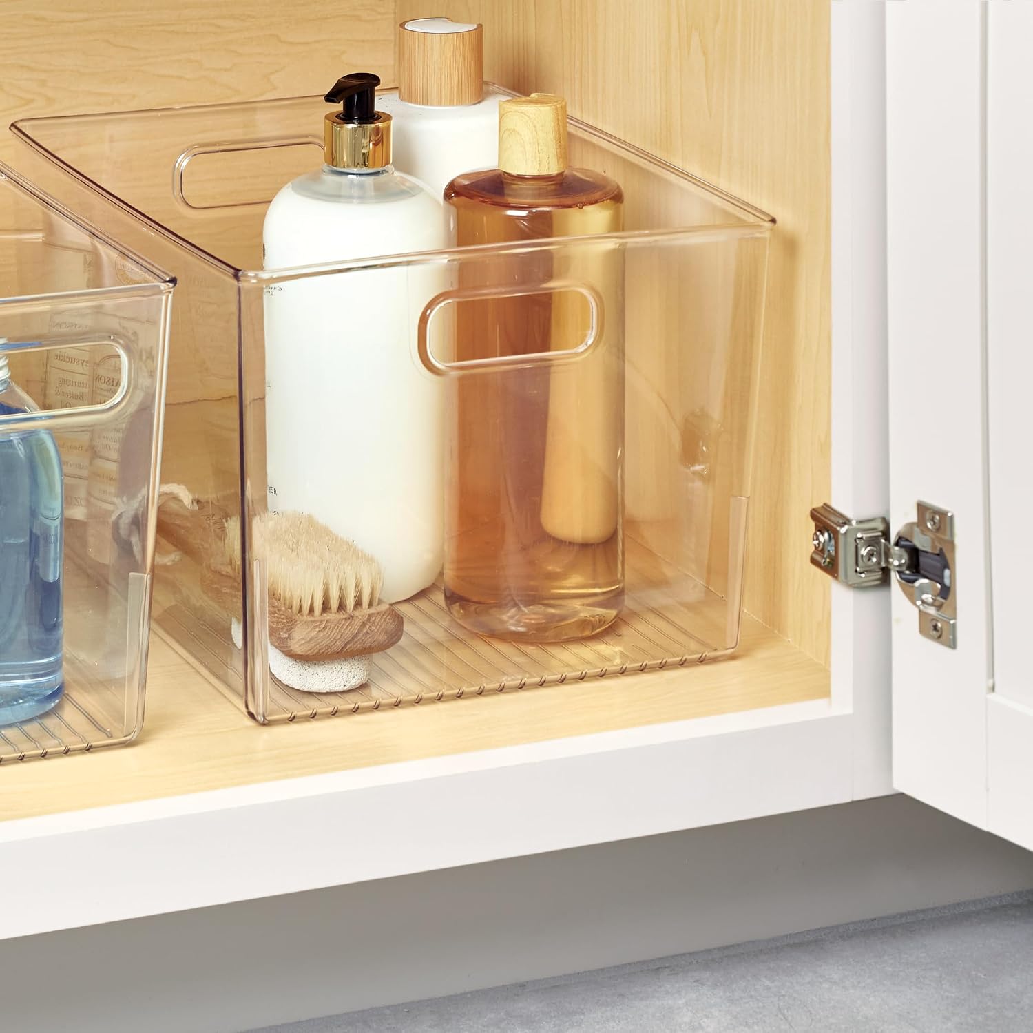iDesign Storage Bin with Handles, Set of 2, Clear | For Kitchen, Bathroom, or Home Office, Made in USA
