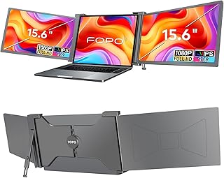 FOPO 15.6" Triple Portable Laptop Monitor, FHD 1080P IPS Screen Extender Portable Laptop for 15.6-17.3” Laptops, PnP Trave... Price In India
