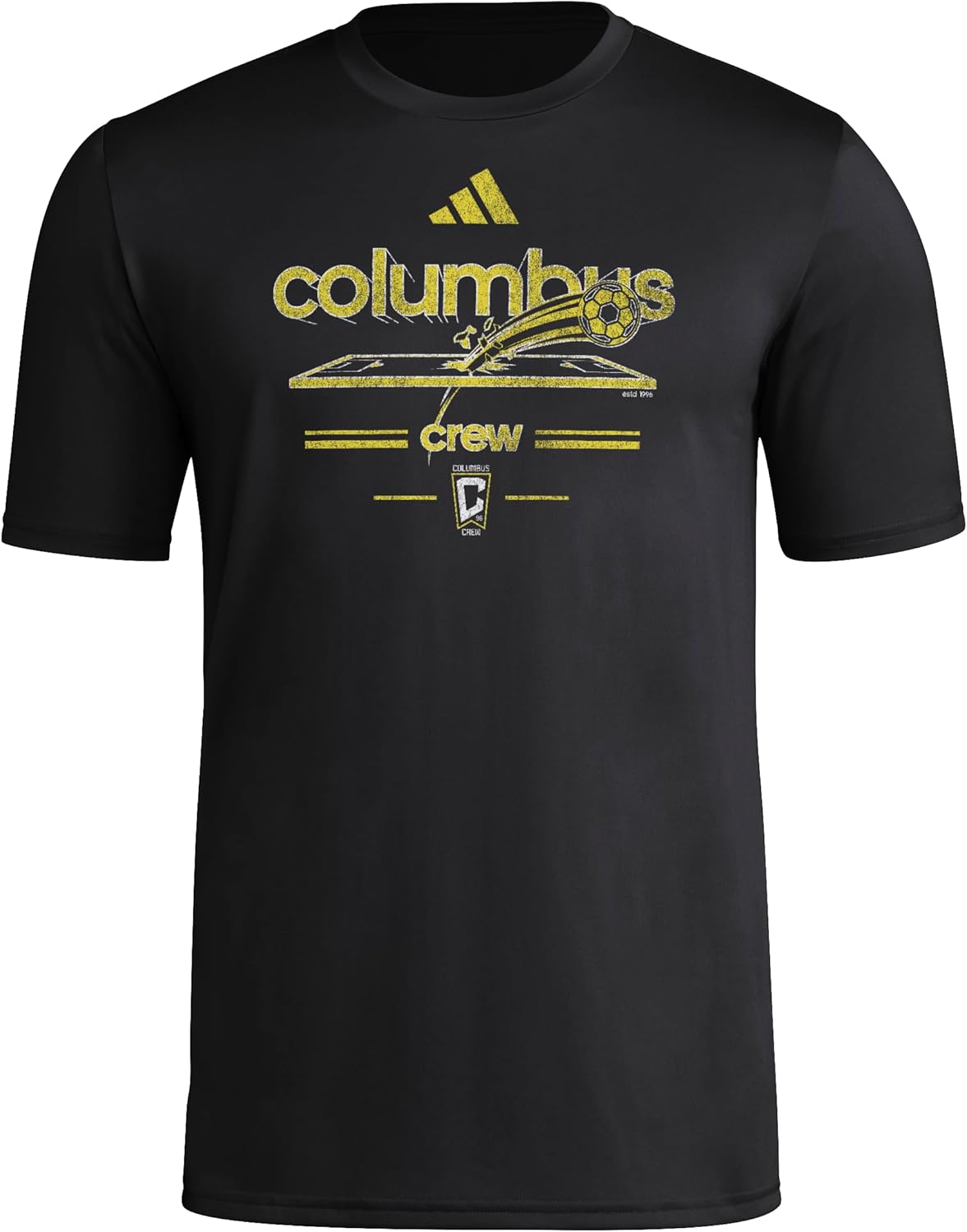 Adidas Mens Columbus Crew Vintage World Pre-Game Short Sleeve T-Shirt