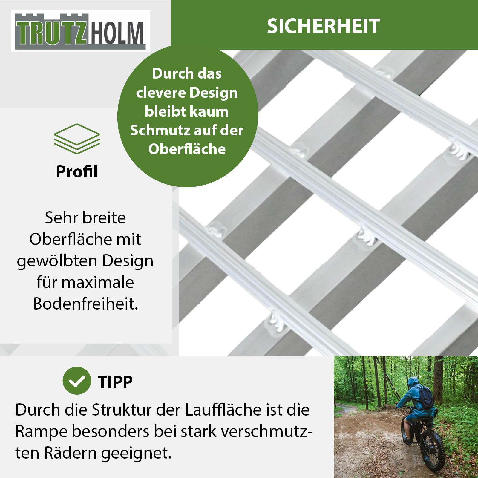 TRUTZHOLM 2 x Auffahrrampen 230 cm 1360 kg Traglast Alu klappbar grau Riffelstab Rampe Verladerampen