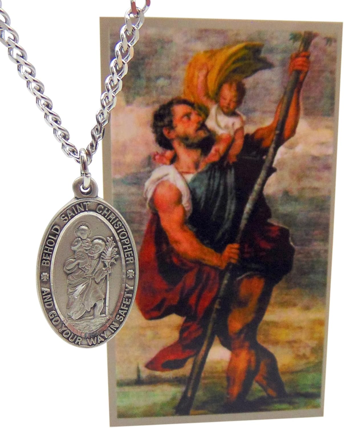 St Christopher Pewter Medal on a Stainless Steel Chain with Holy Card Gift Boxed Set - Image 8