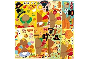 48 Pcs Make Your Own Turkey Thanksgiving Stickers for Kids Party Favor...