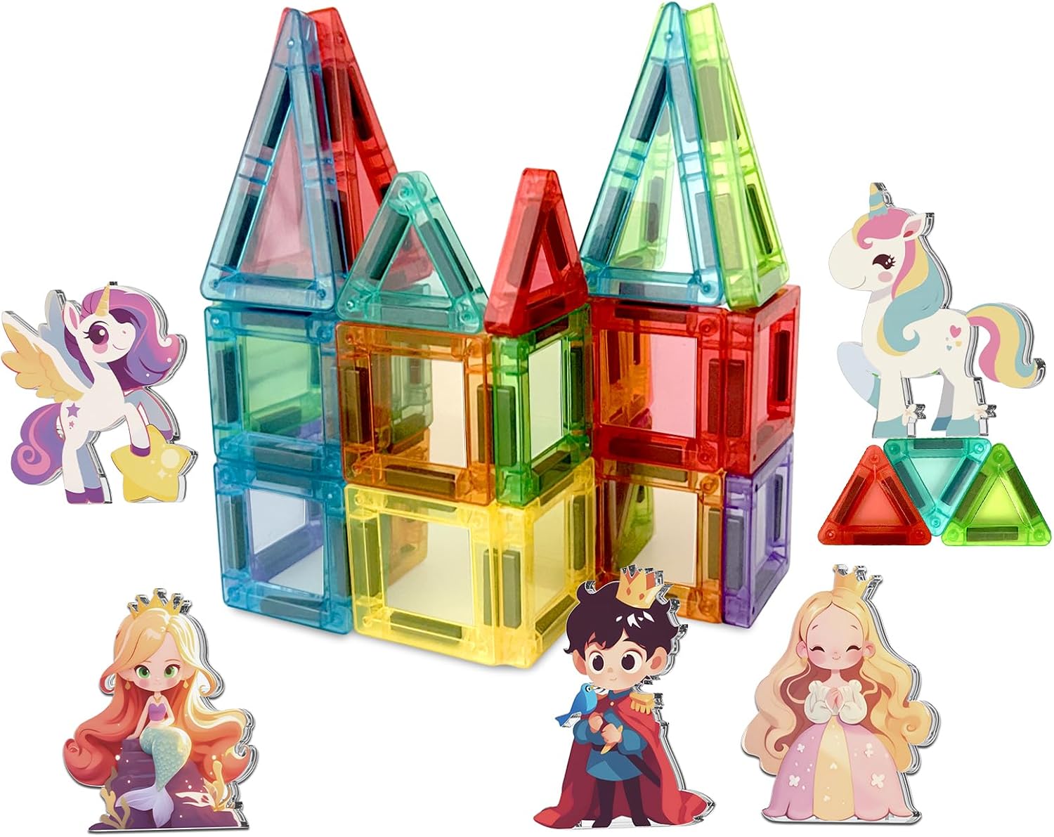 Home Decor Modern, Magnetic Tiles Set, 45pcs Prince and Princess Magnet Tiles with Iron Box, Princess Magnetic Building Tiles, Magnets Stacking Decoration, Decorations for Home