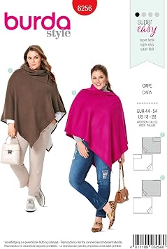 Burda Style Sewing Pattern 6256 - Womens Ponchos, Designed for Stable Knits, Size A 18-20-22-24-26-28
