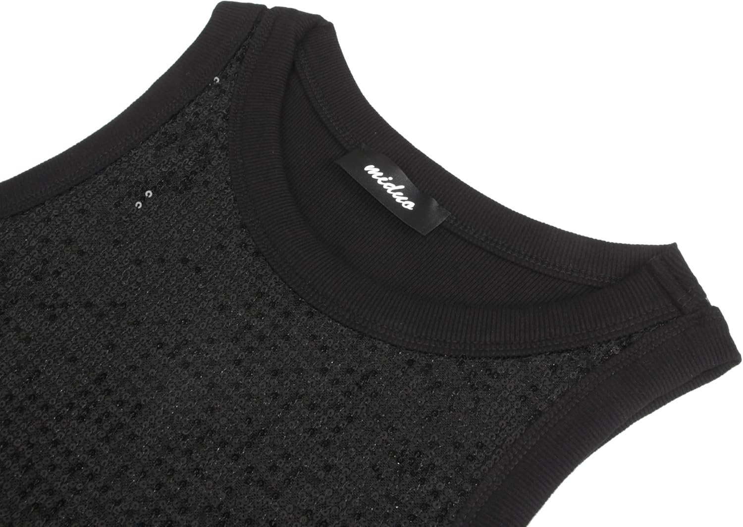 miduo Womens Slim Fit Ribbed Back Crewneck Sequin Sleeveless Mini Dress Sparkle Shimmer Bodycon Party Dresses - Image 5