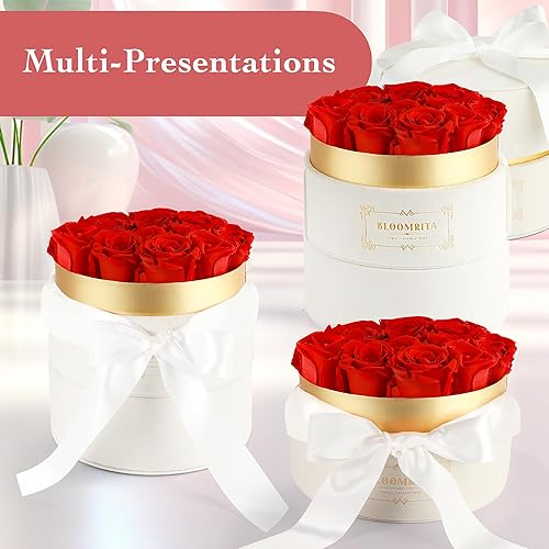 Miniatura 4 de BLOOMRITA 12 rosas Forever en una caja de terciopelo con tarjeta de regalo, para esposa, mamá, abuela, hija, flores preservadas para entrega Prime