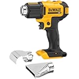 DEWALT 20V MAX Heat Gun, Cordless, Up to 990 Degrees, 42 Minutes of Run Time, LED Light, Heatgun with Flat and Hook Nozzle Attachments,Tool Only (DCE530B)