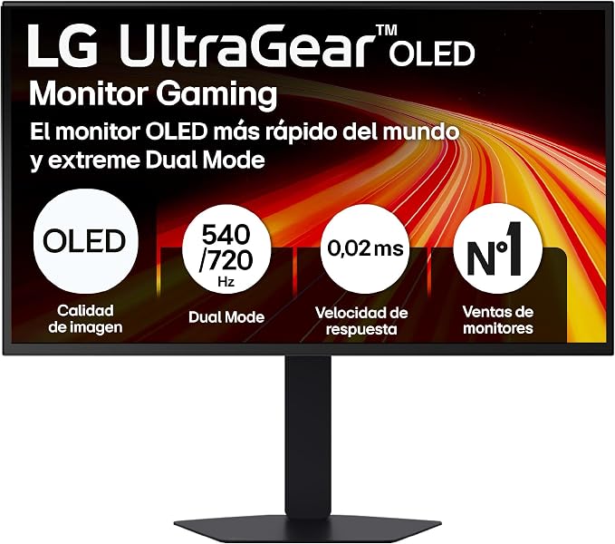LG Monitor Gaming Ultragear OLED 27GX790B-B - 27'', Morado | QHD(2560 x 1440), 540 Hz, 0.02ms, DP 2,1, HDR10, NVIDIA G-Sync, Dual Mode, 540Hz / 720Hz, FreeSync Premium Pro