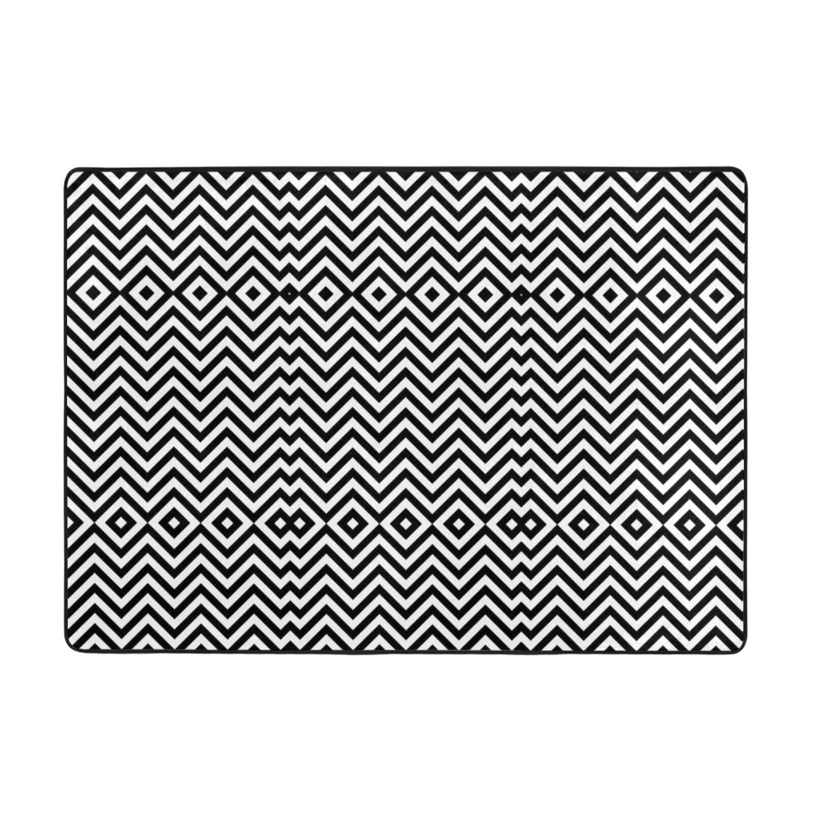 Tapis imprimé à rayures en zigzag 203x147 cm pour salon et bureau moderne