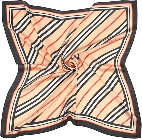 Miniatura 7 de EXTREE Pañuelo de satén sedoso de moda para mujeres y niñas exquisito patrón ligero seda elegante bufandas 27.5 x 27.5 pulgadas