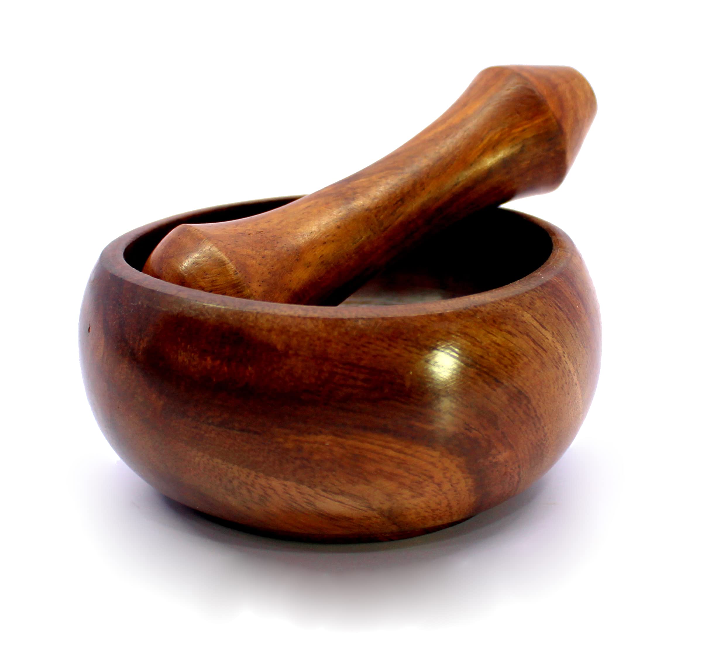 KLEO Juego de mortero y mortero de madera como especias, triturador de molino de medicina - Okhli y Musal - 3 pulgadas