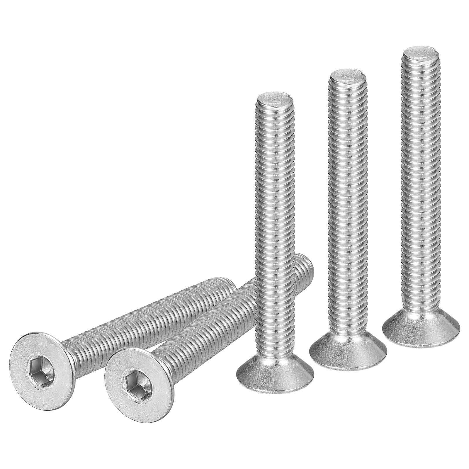 DTGN M8-1.25 x 60mm Flat Head Socket Cap Screws, 10 Pack 304 Stainless Steel Hex Socket Flat Head Screws, Full Thread, Countersunk Bolts