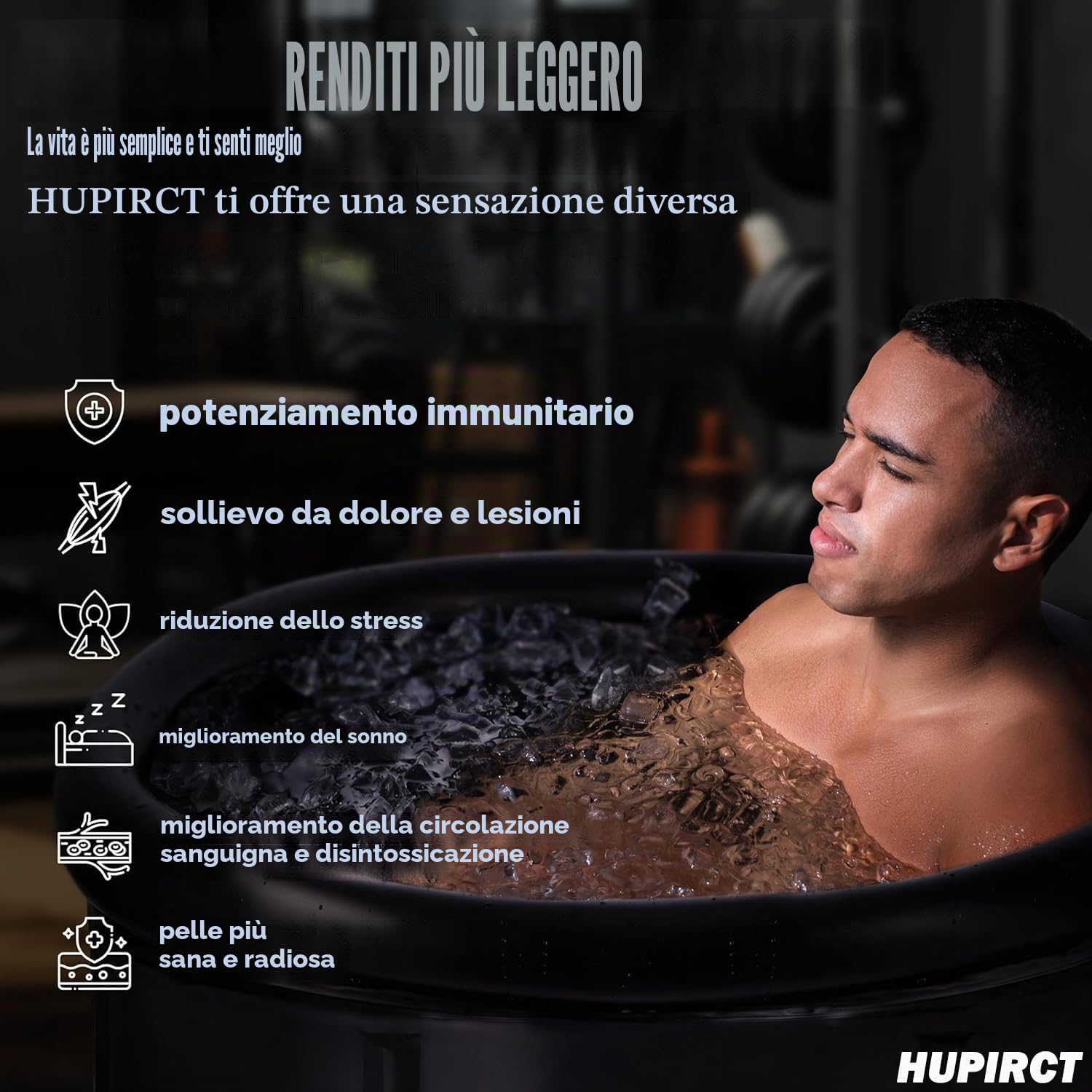 Set di botti di Ghiaccio 80 x 80 cm, Vasca da Bagno Gonfiabile, ice Bath Tub, Vasca da Bagno Portatile per Adulti, Vasca Crioterapia, Vasca Ghiaccio Sport, Ice Tub (nero)