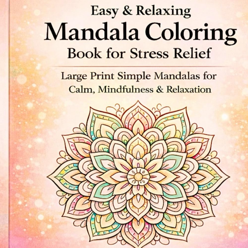 Easy & Relaxing Cozy Mandala Coloring Book for Adults and Stress Relief: Large Print Simple Mandalas for Calm, Mindfulness & Relaxation