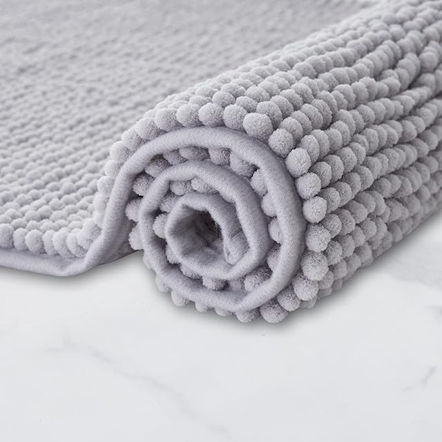 Decomira Mata łazienkowa antypoślizgowa z miękkiego Chenille | Super chłonne i można prać w pralce | Do łazienki, pod prysznic, do wanny lub jako mata WC | Szary - 50x150 cm