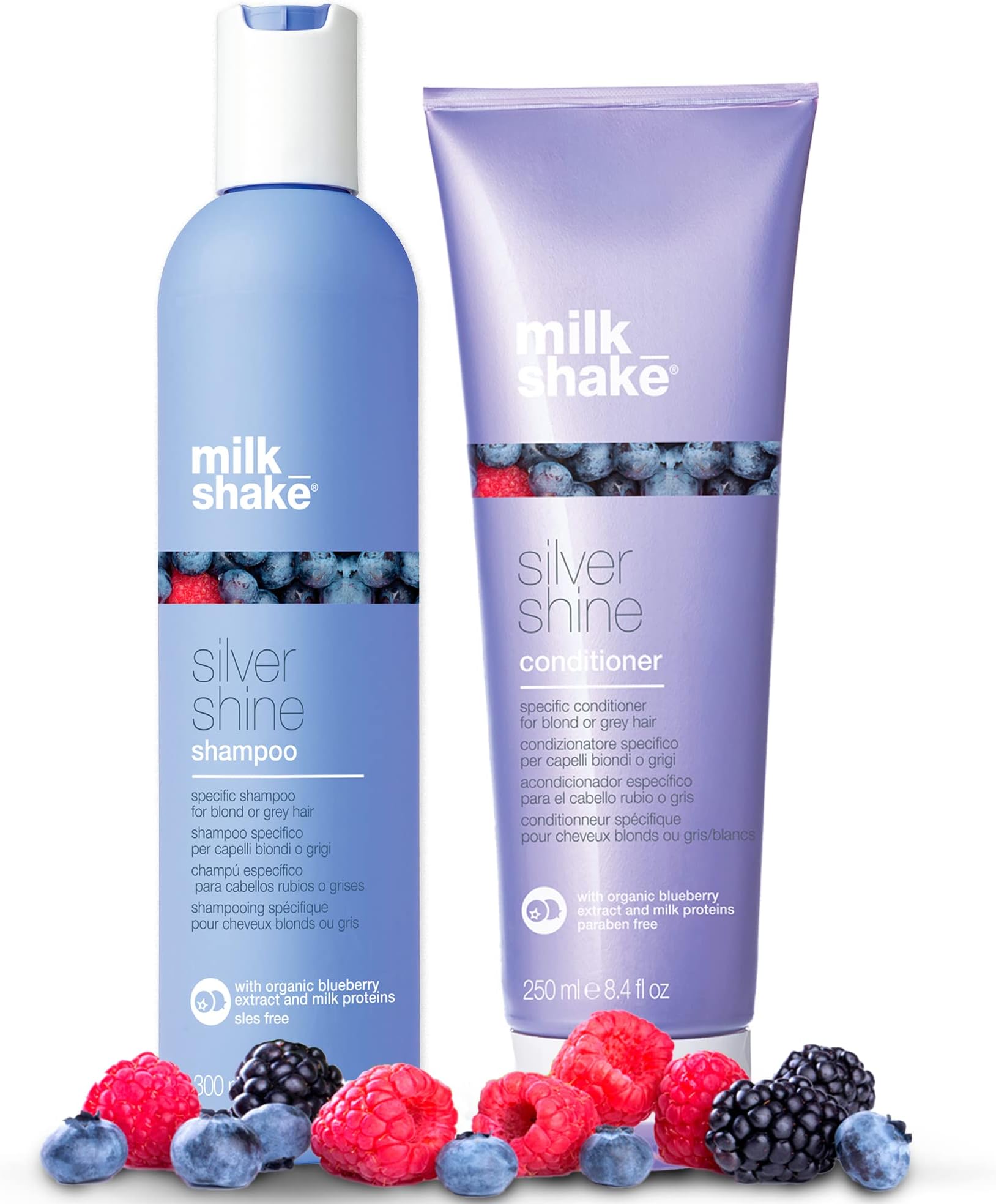 milk_shake Silver Shine Purple Shampoo 10.1 Fl Oz + Silver Shine Purple Conditioner 8.4 Fl Oz - Blonde Shampoo and Conditioner for Brassy Hair