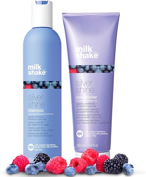 milk_shake Silver Shine Purple Shampoo 10.1 Fl Oz + Silver Shine Purple Conditioner 8.4 Fl Oz - Blonde Shampoo and Condi