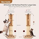 Odoland 34" Poste d'éraflure de gros chats pour grands chats, 2-in-1 Poste de fouille à chat vertical pour chats d'intérieur, base solide avec balle interactive sur piste &360° Jouet rotatif