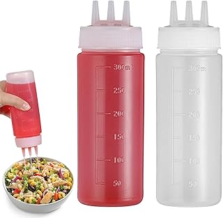 2Pcs 3 Hole Squeeze Bottle for Sauces Plastic Squeeze Condiment Bottles ...