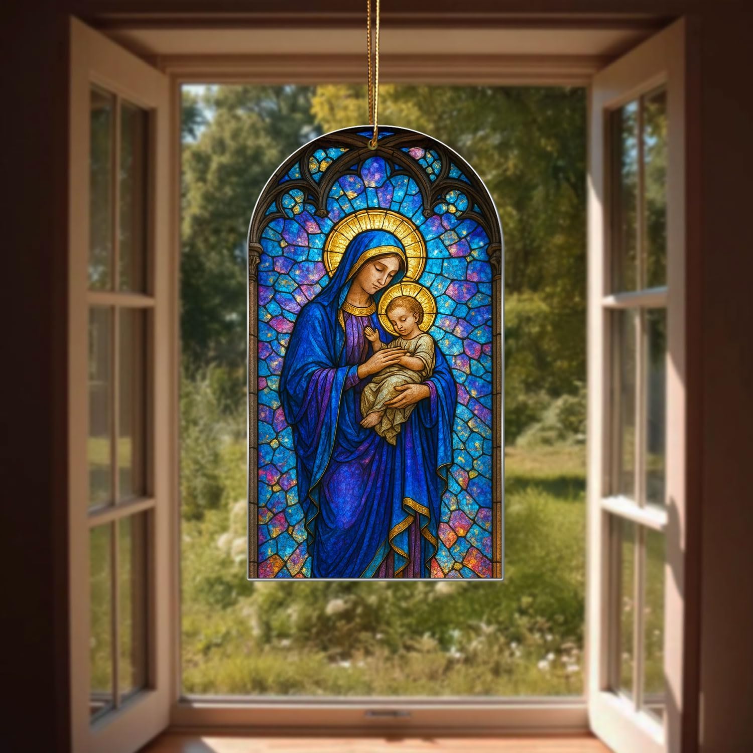Stained Glass Nativity Ornament – Holy Family Christmas Ornament 2025, Flat Acrylic Sun Catcher, Religious Christian Tree Decoration, Catholic Gift for Mom Dad Family - Image 6