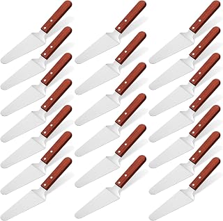 20 Pack Wooden Handle Pie Server Pizza Spatula Stainless Steel Pie Spatula Wood Handle Easy to Grip Cake Cutter Slicers Utensils, 10.24 x 2.4 Inches