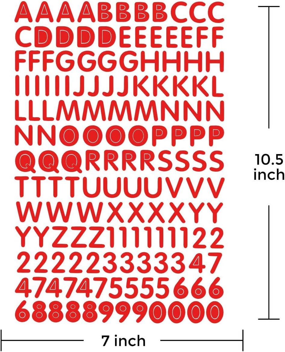 Primary Character Alphabet Numbers Letters Stickers Peel Decorative Label (Pack of 5 Sheets, Red)