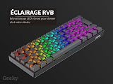Geeky GK61 60% | Hot Swappable Mechanical Gaming Keyboard | 62 Keys Multi Color RGB LED Backlit for PC/Mac Gamer | ISO FR AZERTY French Layout (Black, Mechanical Speed Silver) - 8