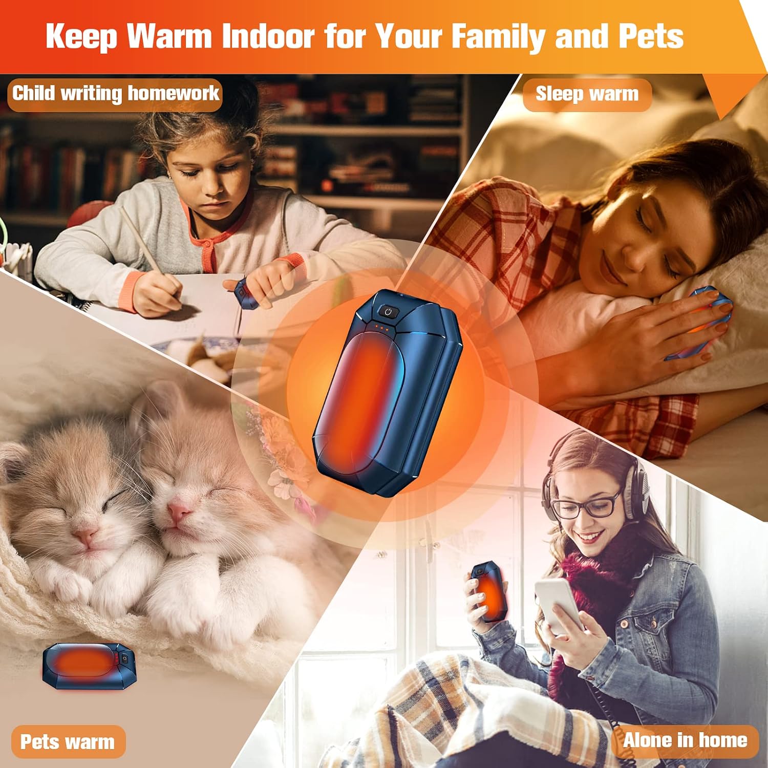 Hand Warmers Rechargeable 2 Pack, Portable Pocket Heater Cute USB 2 in 1 Hand Warmers