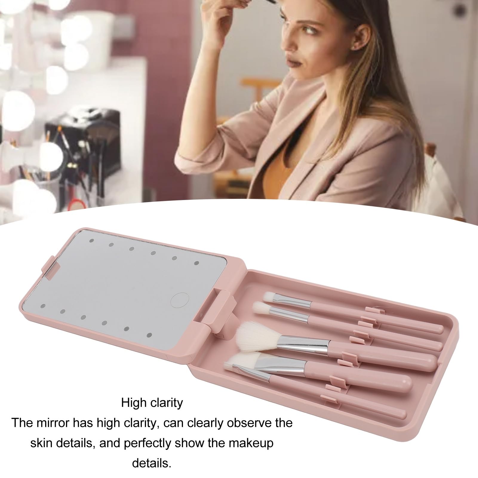 Travel Makeup Brush Set, 5pcs Mini Complete Function Cosmetic Brushes Kit - Image 3