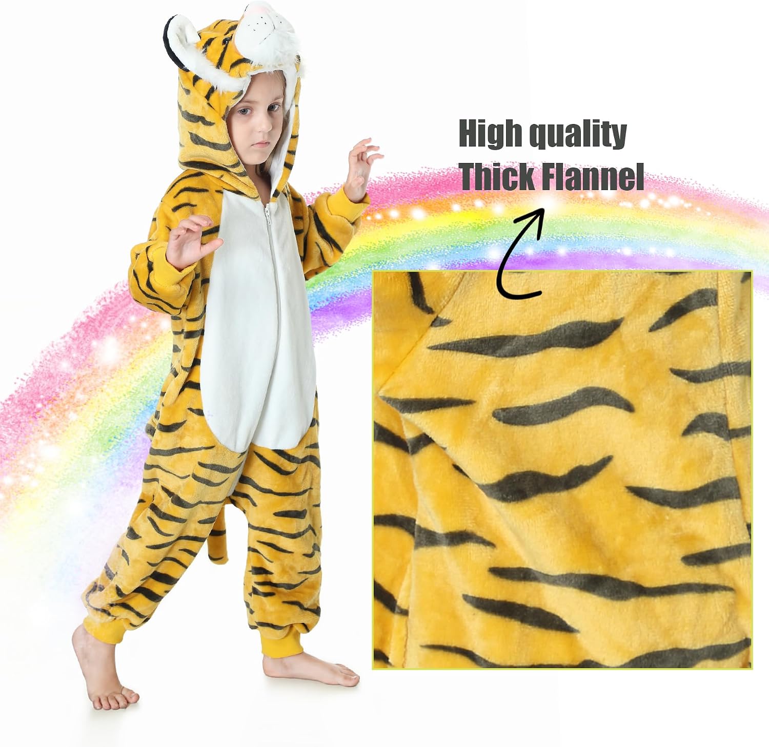 TONWHAR Kids Cartoon Animal Onesie Pajamas Halloween Cosplay Costume Jumpsuit Partywear for Boys & Girls