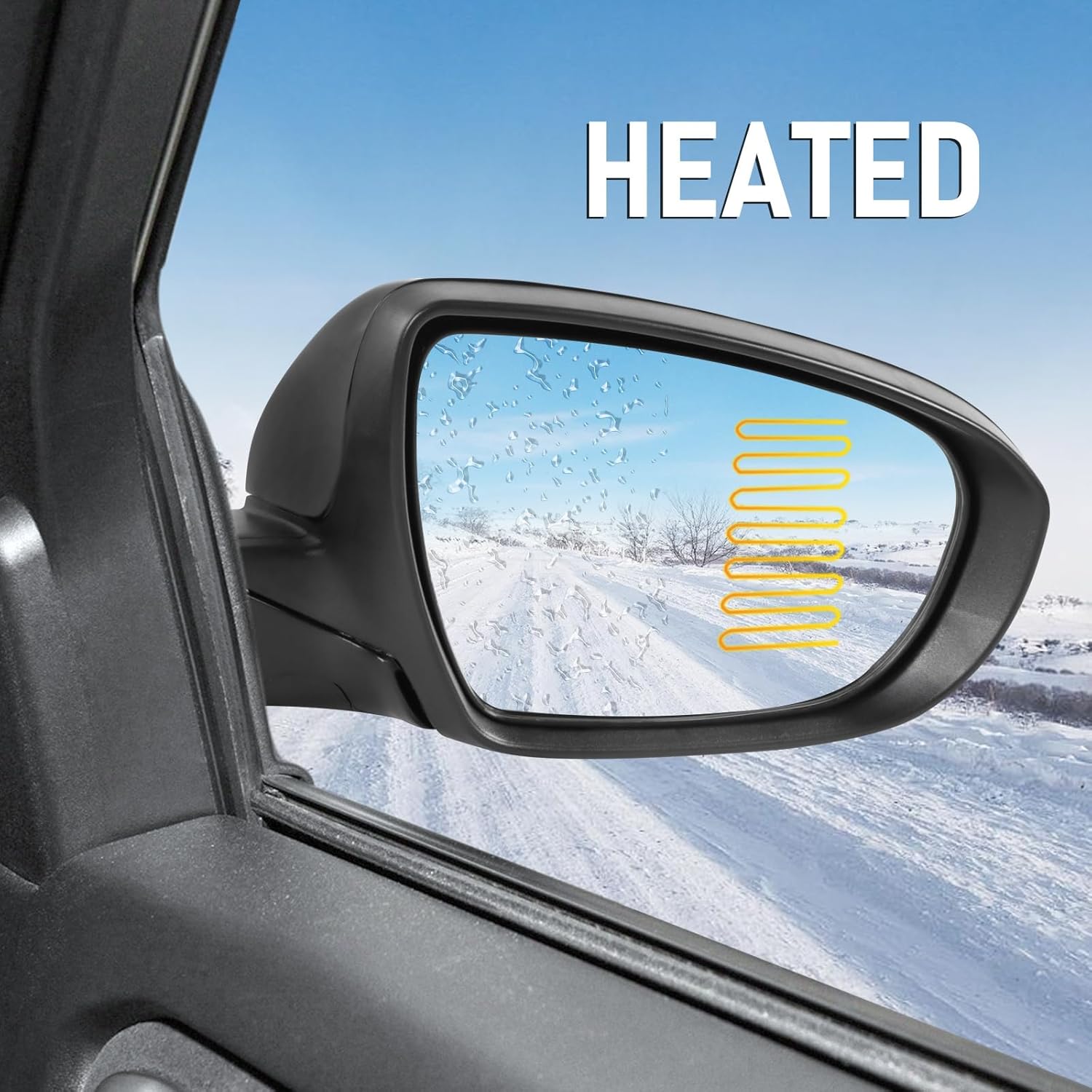 Door Mirror Right Passenger Side Replacement For Kia Optima 2014 2015, Replace 876204C501, Black 6PINS