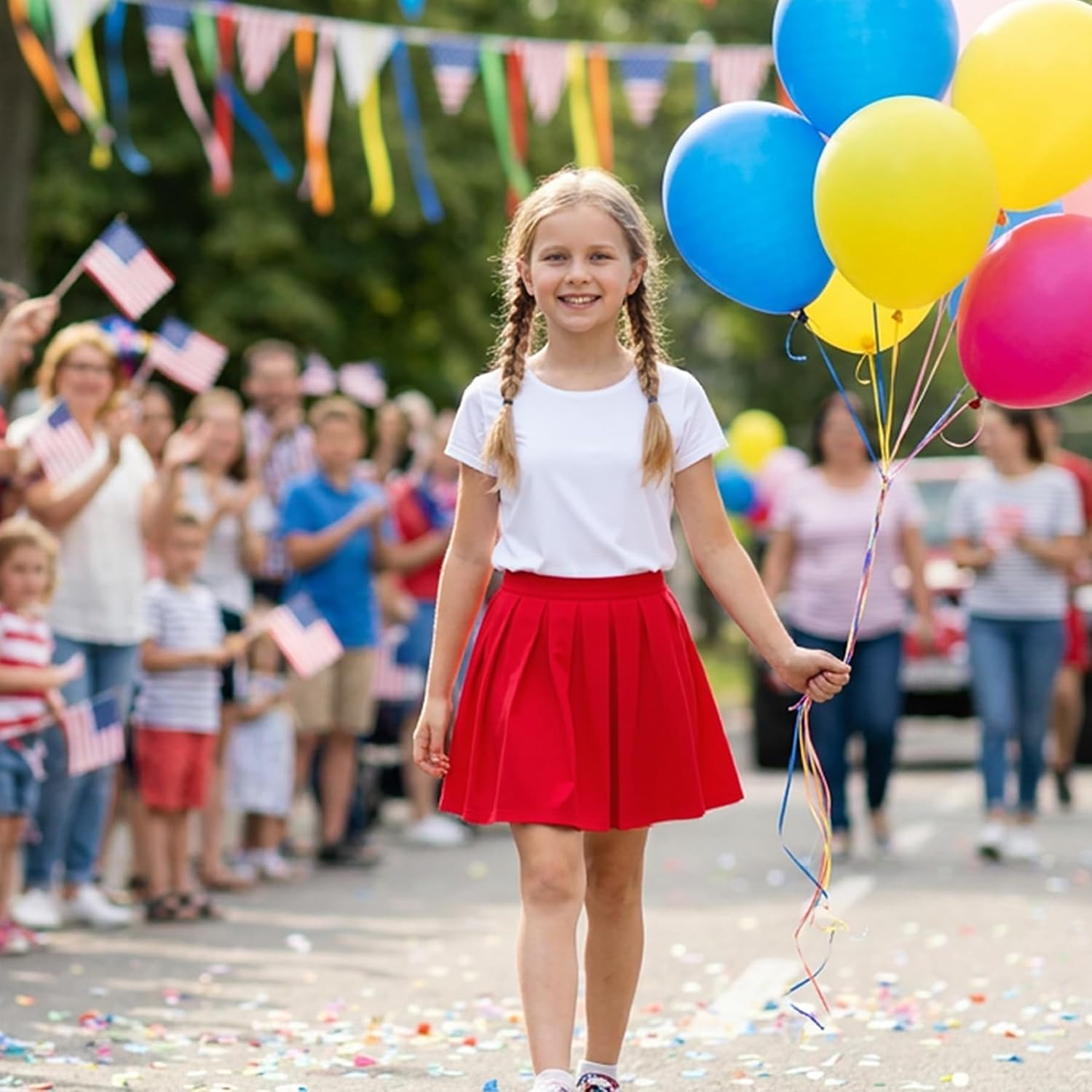 Magic Park 4-14Y Girls Pleated Skirt Kids Skorts High Waisted Skirt
