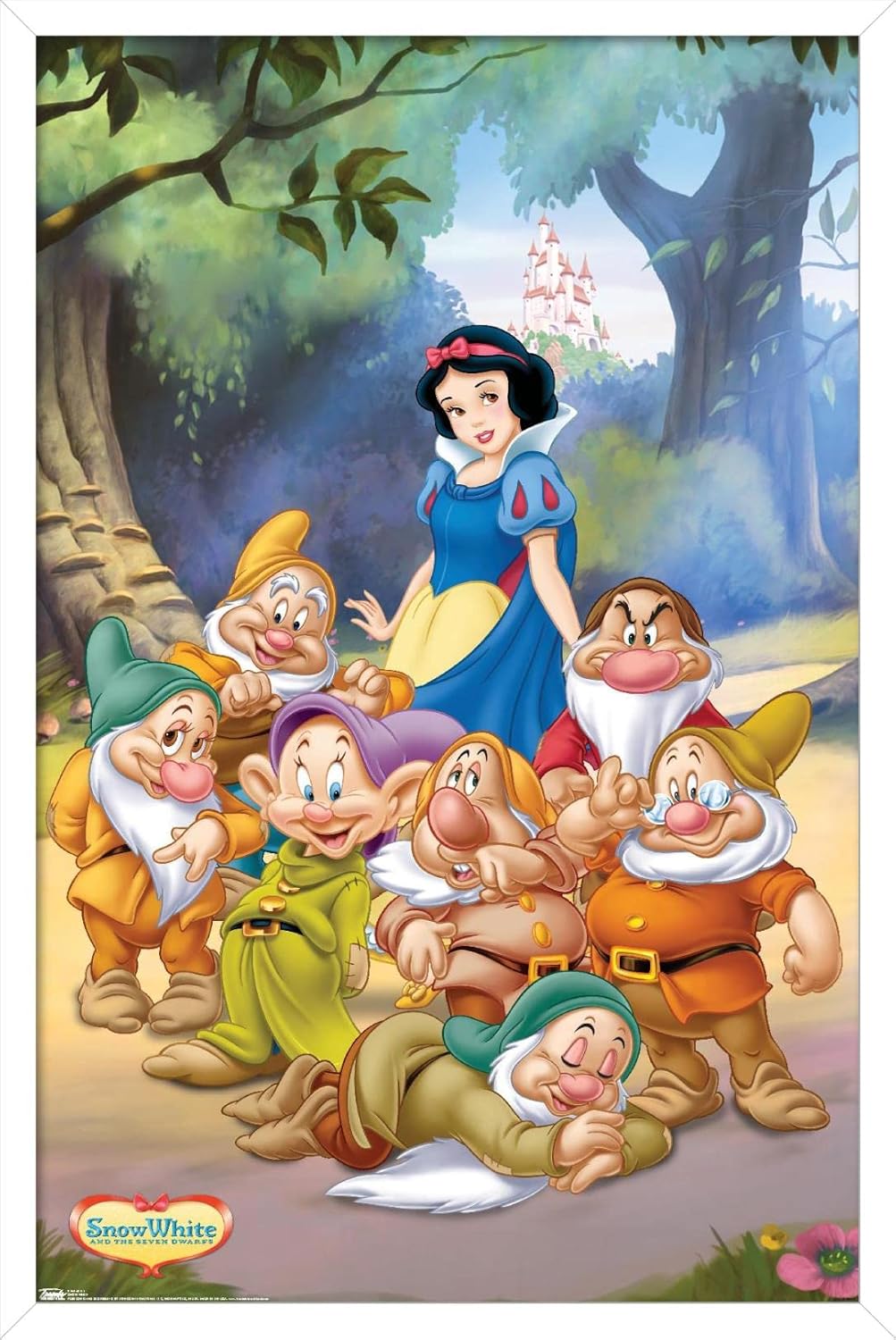 Trends International Disney Snow White and the Seven Dwarfs - Group Wall Poster, 14.725" x 22.375", White Framed Version