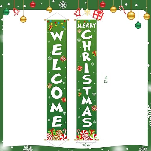 Miniatura 22 de Ivenf Juego de carteles de Navidad para porche, pancartas verdes, decoraciones colgantes de Navidad para el hogar, exterior, interior, pared, puerta