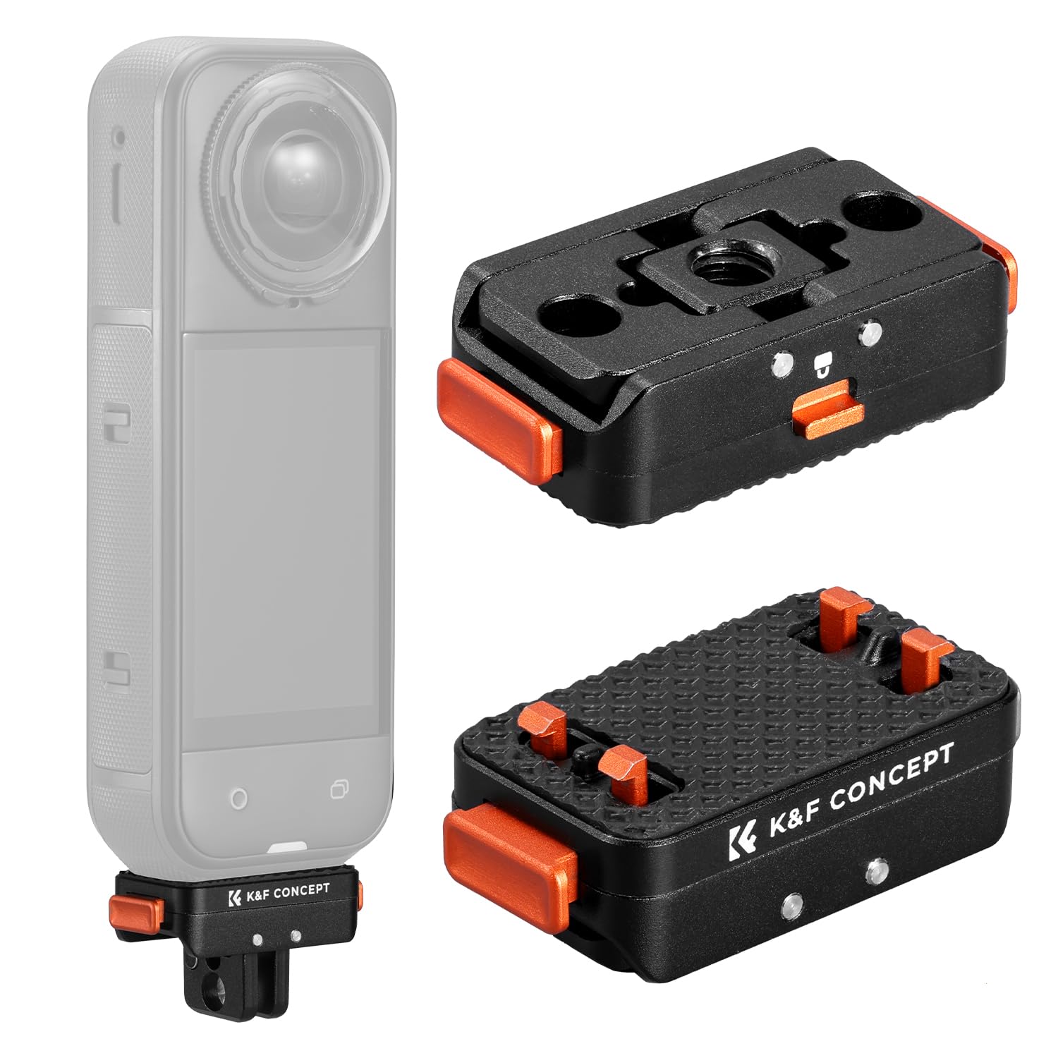 K&F CONCEPT Magnetischer Schnellwechseladapterhalter Kompatibel mit Insta360 X5/X4 Air, Ace Pro 2, Schnellverschluss 1/4" Schraubenloch, Aluminiumlegierung Halterung Erweiterung
