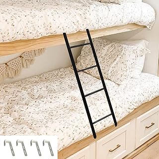 RV Bunk Ladder Black RV Bunk Bed Ladder with Hooks Bracket, 4/5 Step Twin Bunk Bed Climb Ladder for Dorm Bedroom Appartments, Hanging Bunk Replacement Ladder (Size : 116cm(45"))