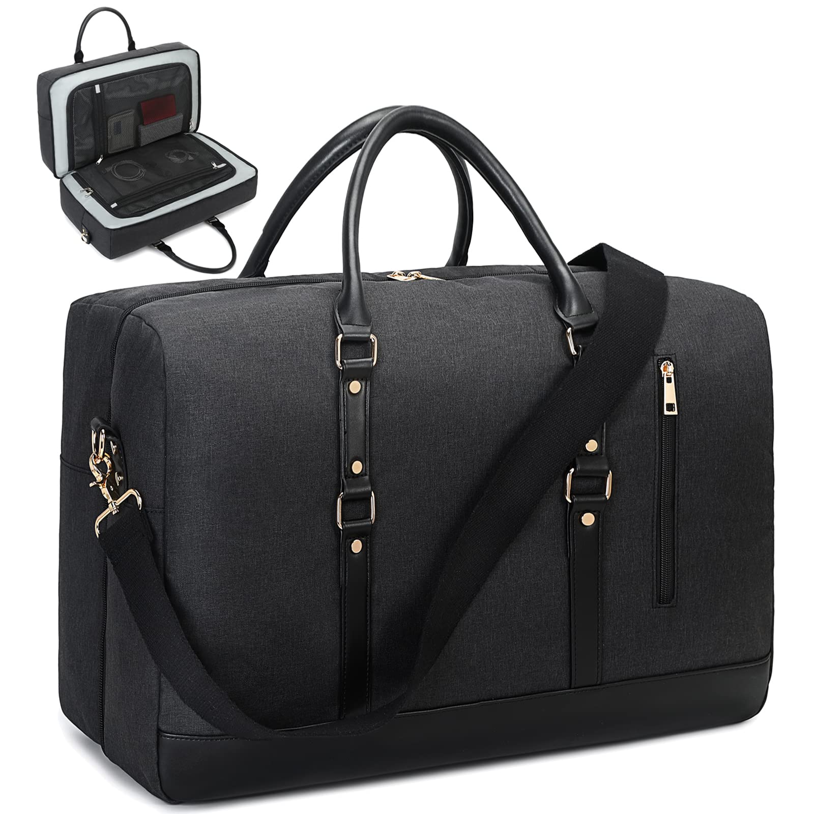 OctskyBlack Duffle Bag for Men, Unisex-Adults, Lay-Flat Design, Water-Repellent, Carry On, Large, 46L